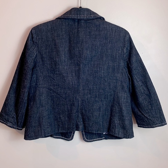 Talbots Cropped Denim Blazer With Contrast Trim - Picture 6 of 9